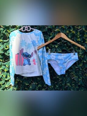 Disney Stitch 2 Piece Rash Guard Swim Suit